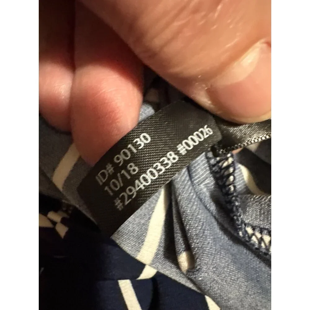 Navy & White Striped Jumpsuit Express XS Short Sleeves V-Neck & Elastic Waist - Picture 8 of 10